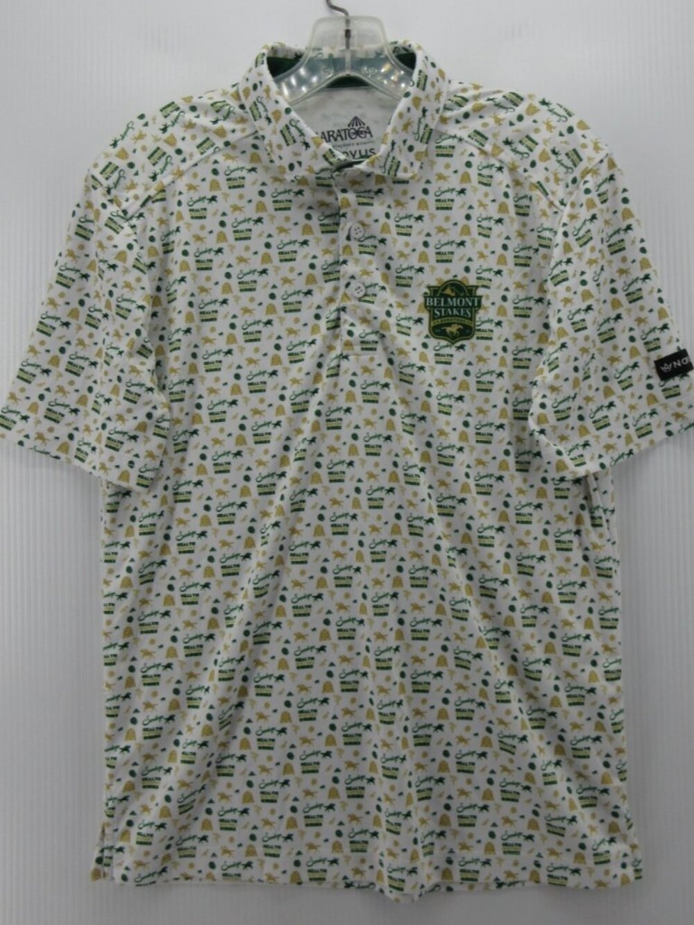 Saratoga Race Track Polo Shirt XS Belmont Stakes Horses AOP Novus Golf